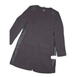 BEBE black Winter JACKET Pea coat‎ LONG LARGE  L